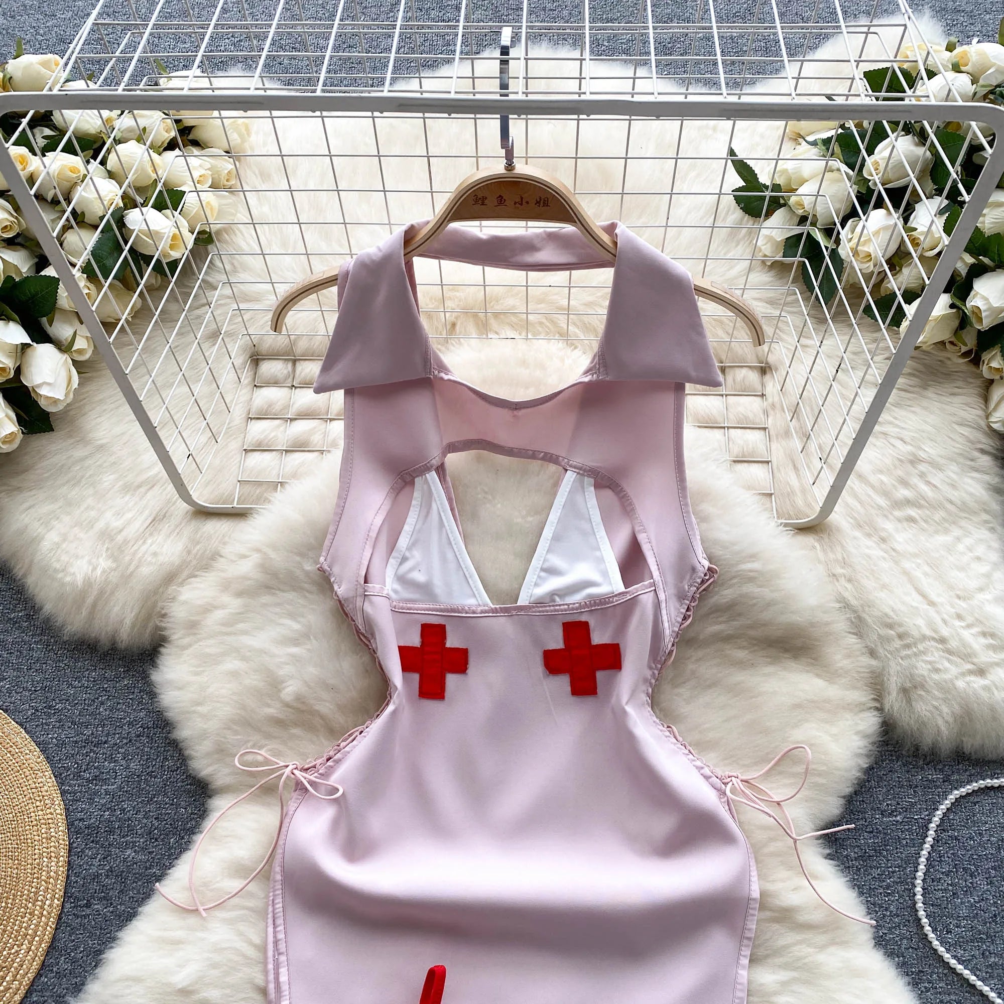 Hollow Out Erotic Nurse Cosplay Slim Cosplay Costume