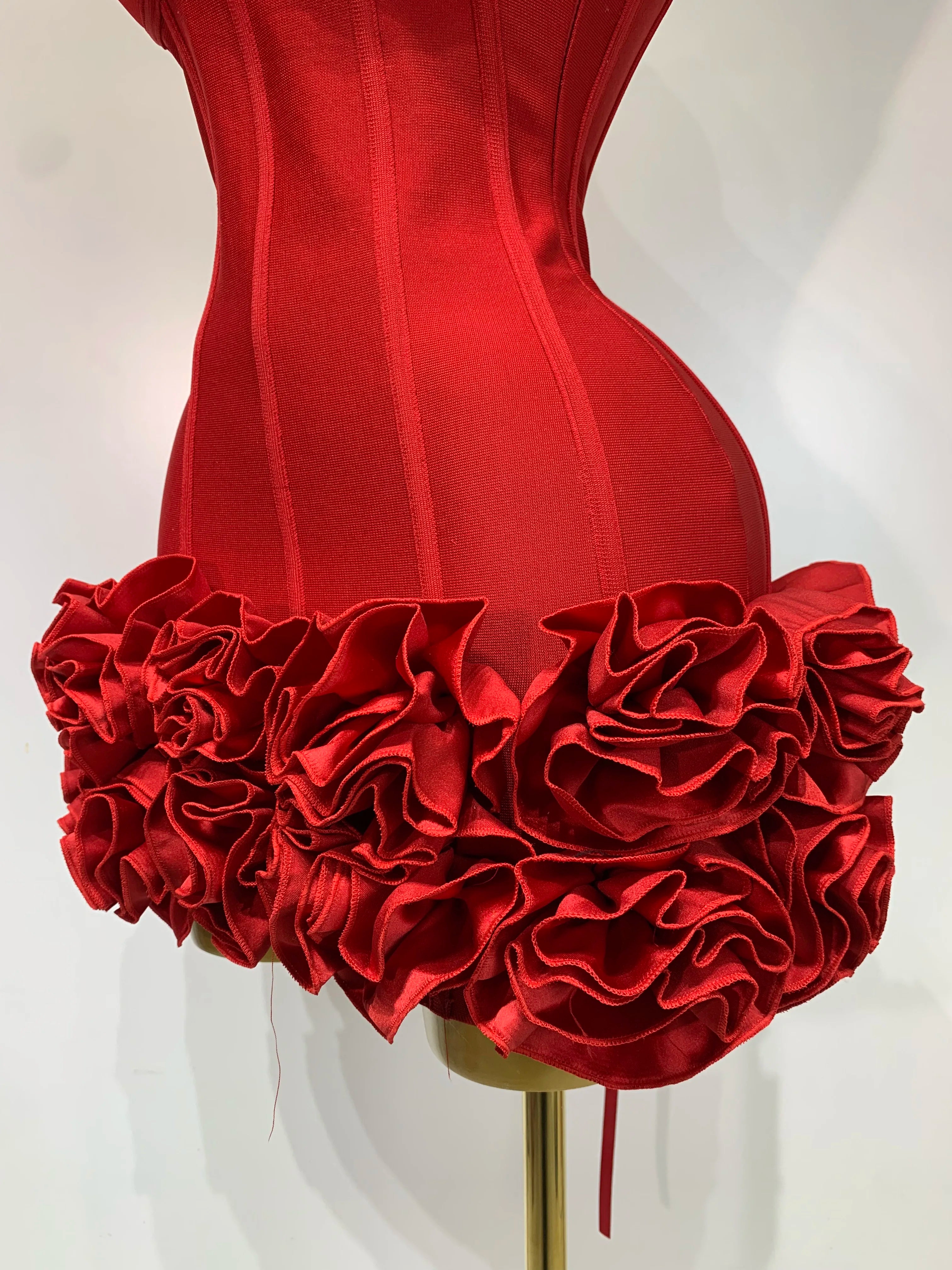Strapless Bodycon Flowers Mini Bandage Dress