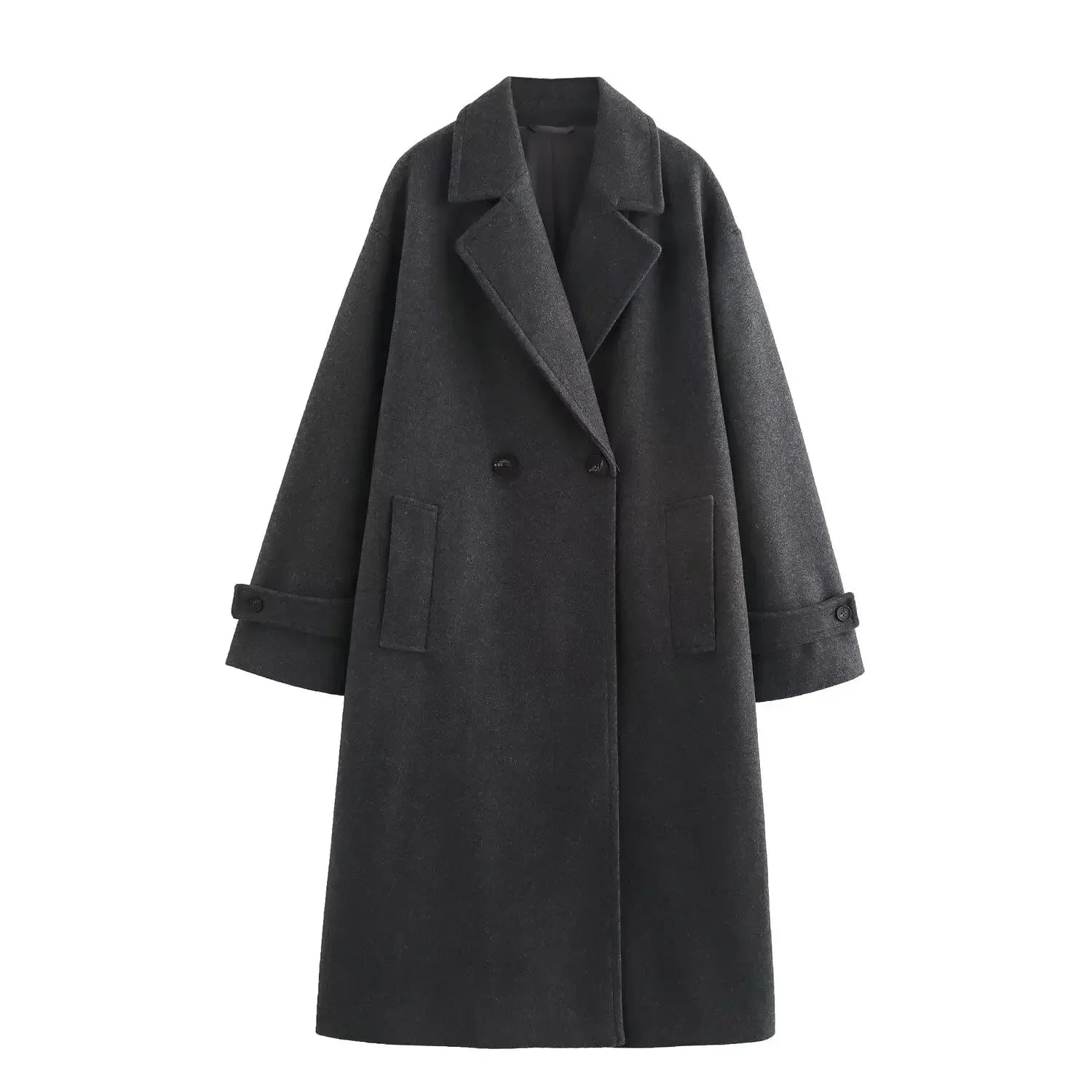 Loose Double-breasted Lapel Long Coat