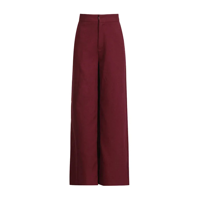 Elegant Two-Piece Suit Blazer And Wide-Leg Trousers