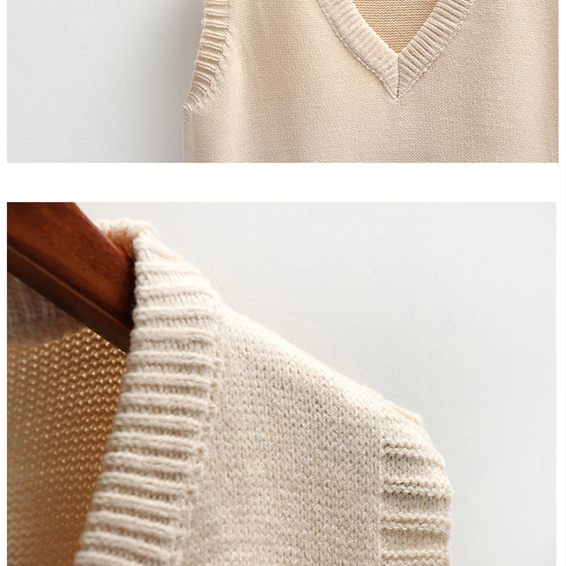 Knitted Sweater Casual V-Neck Pullover Vest