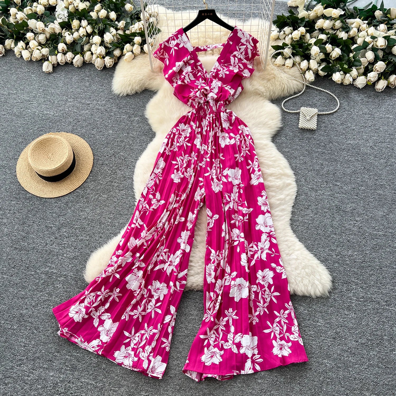 Casual Ruffles V Neck Elastic Slim Fit Backless Chic Rompers