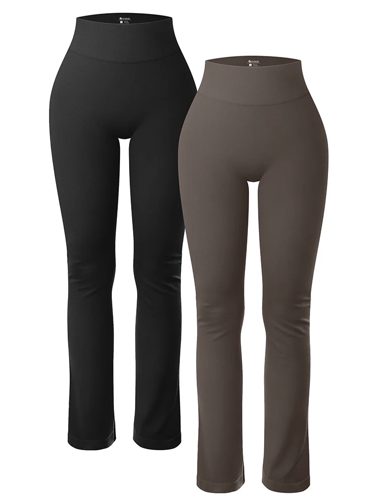 Solid Seamless Knit Yoga Flared Slim Casual Sports Leggings