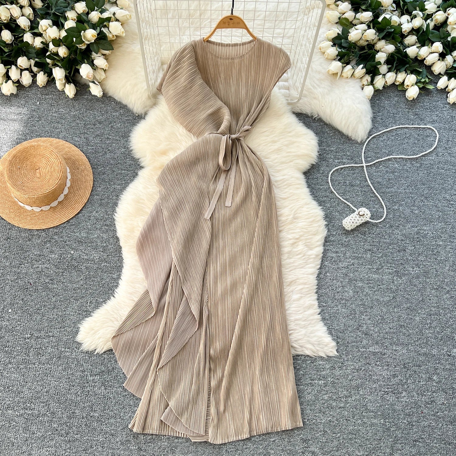 Chic asymmetrical Spliced High Waist A-line Dress