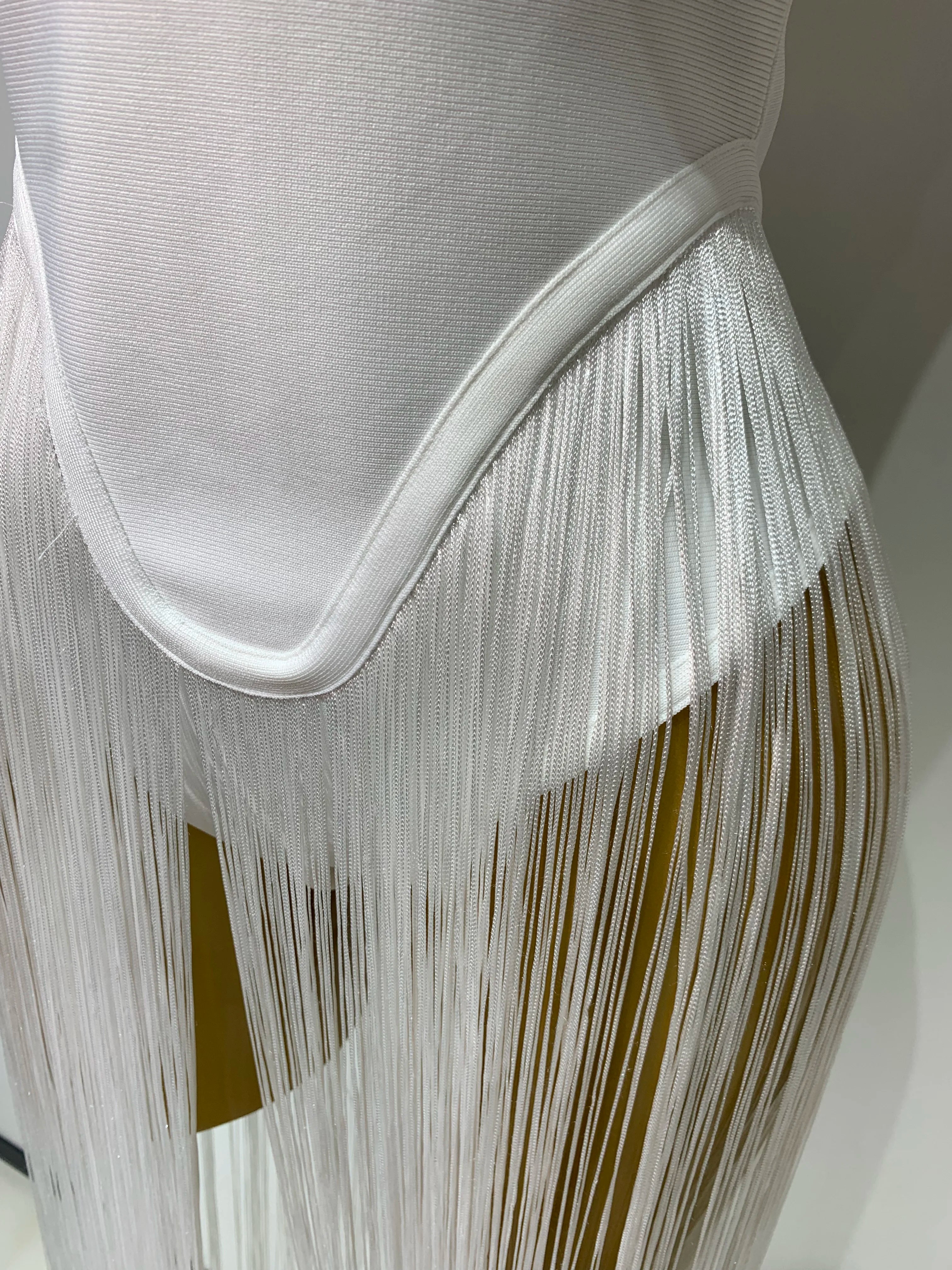 Luxury Long Tassel Patchwork Strapless Bandage Bodysuit Dress