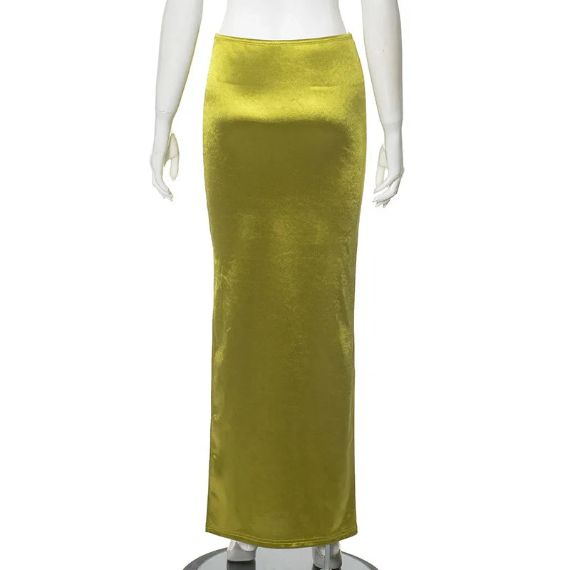 High Waist Side Slit Bodycon Maxi Skirts