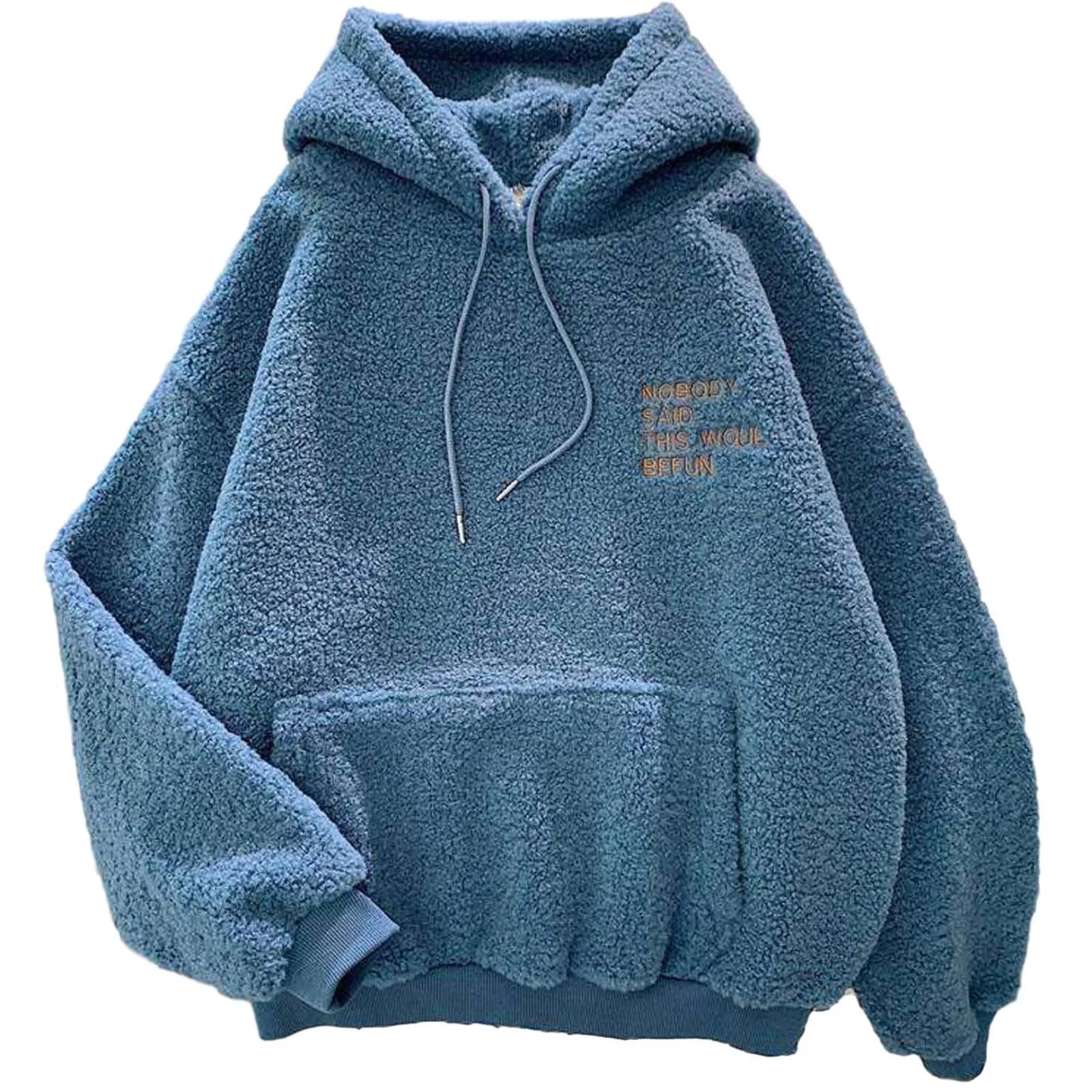 Fluffy Pullovers V Neck Fleece sweatshirt