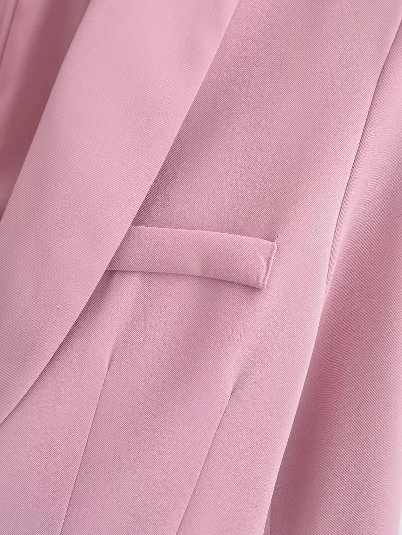 Elegant Blazer Pants Set Loose Lapel Single-breasted Jacket Coat Wide Leg Trousers Matching Suits
