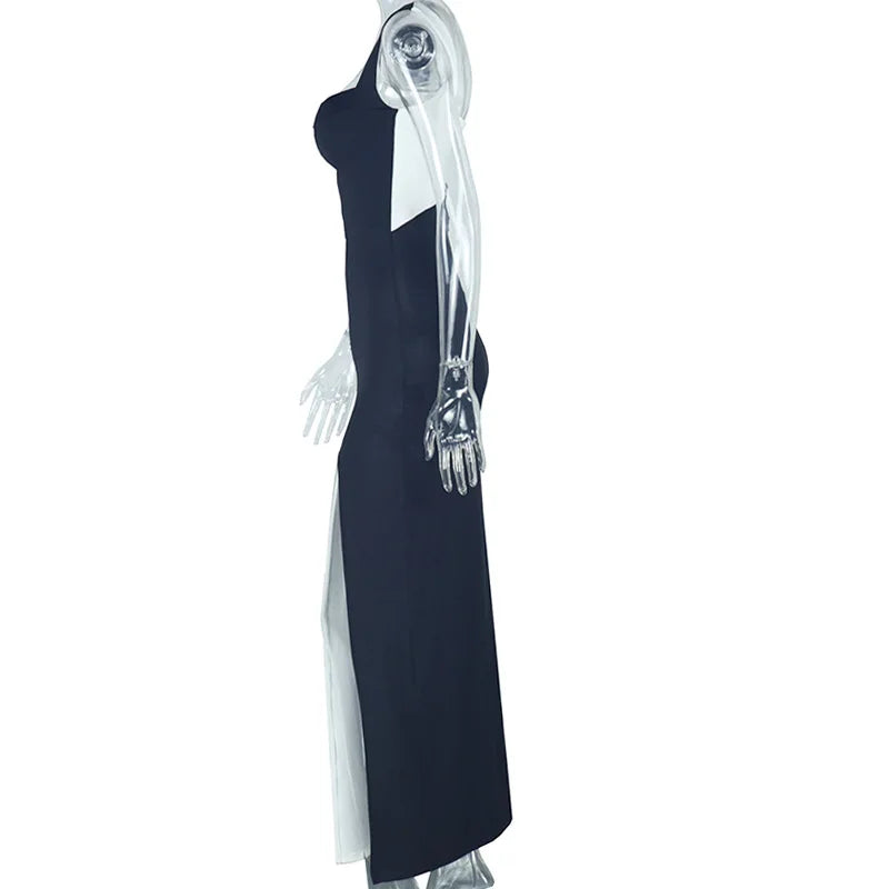 Sleeveless Strapless Patchwork Bodycon Long Maxi Dress