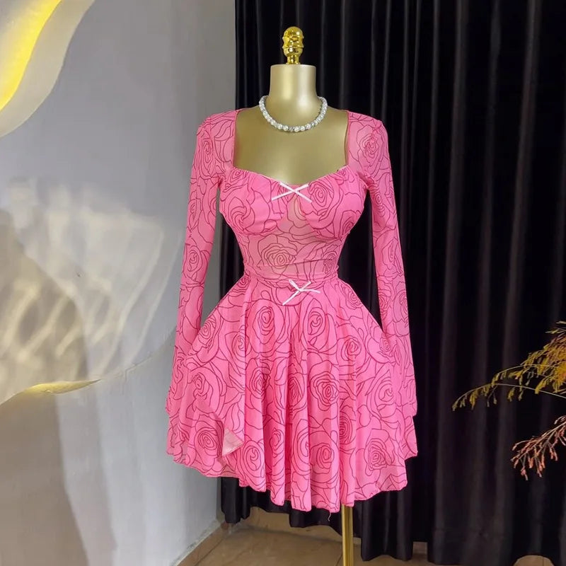 Elegant A Line Long Sleeves High Waist Bodycon Dress