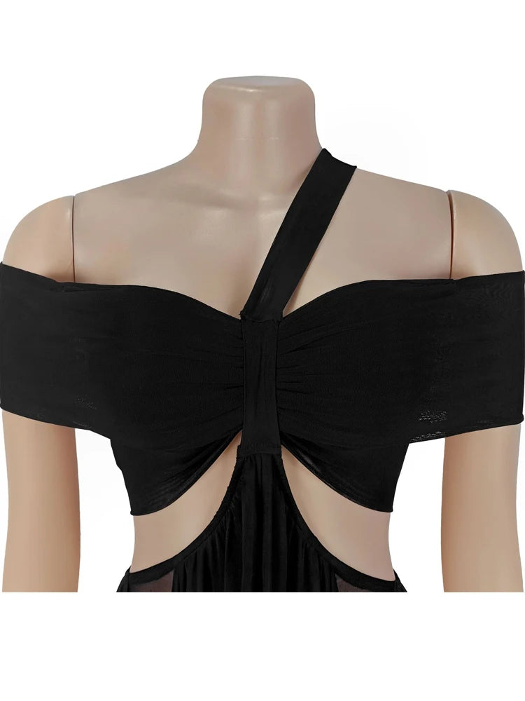 Cut Out Layered Irregular Loose Ruched Party Dress