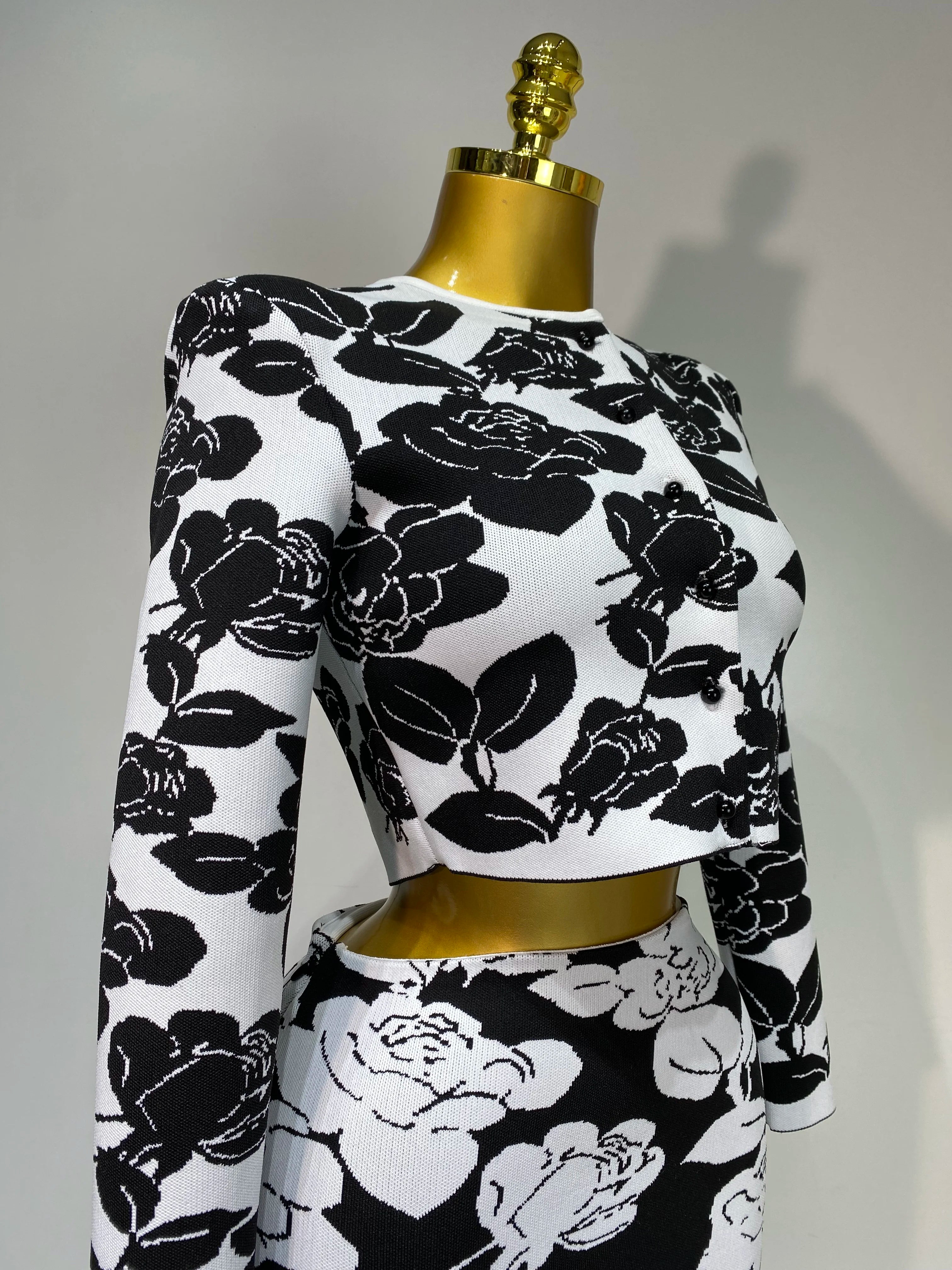 Long Sleeve Jacquard Weave Two Pieces Set