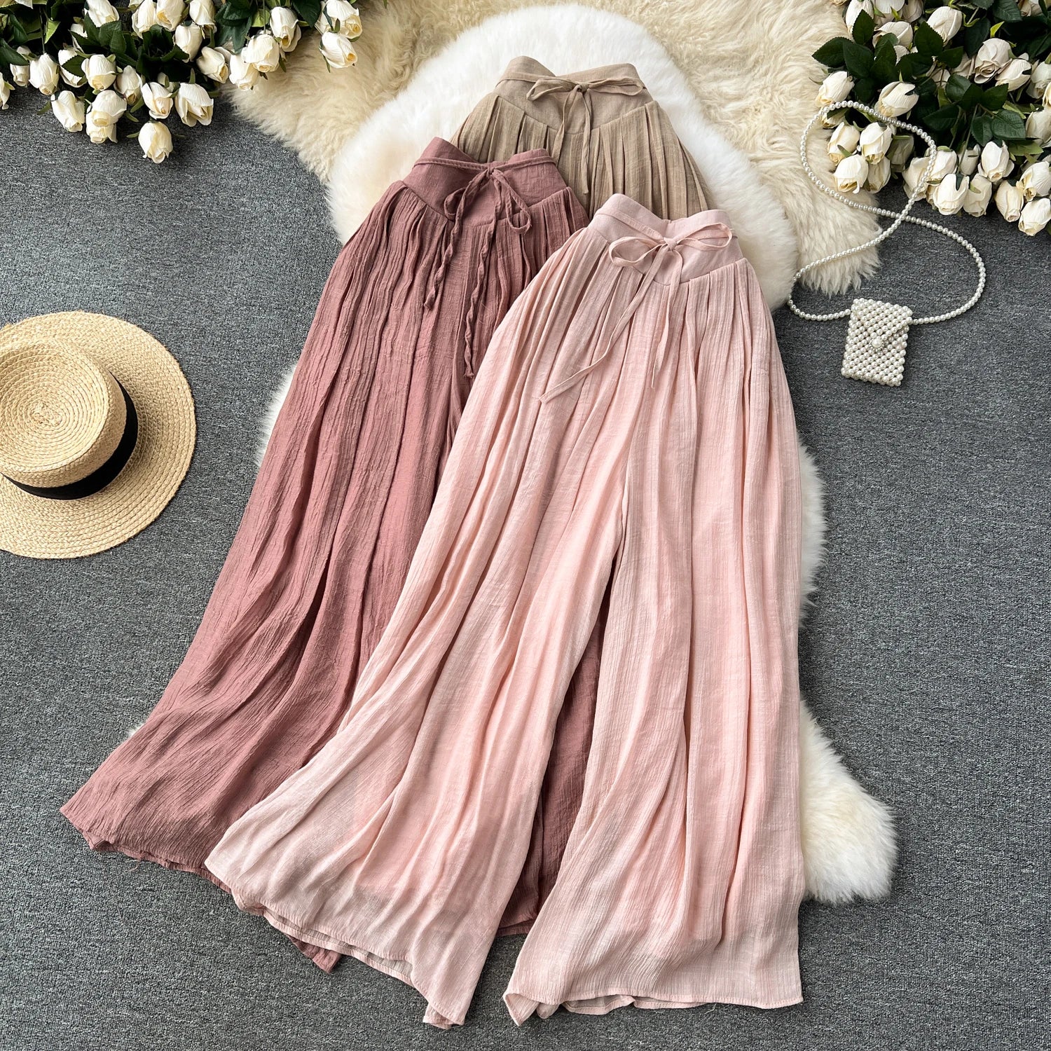 High Quality Long Mesh Wide Leg Loose Pants