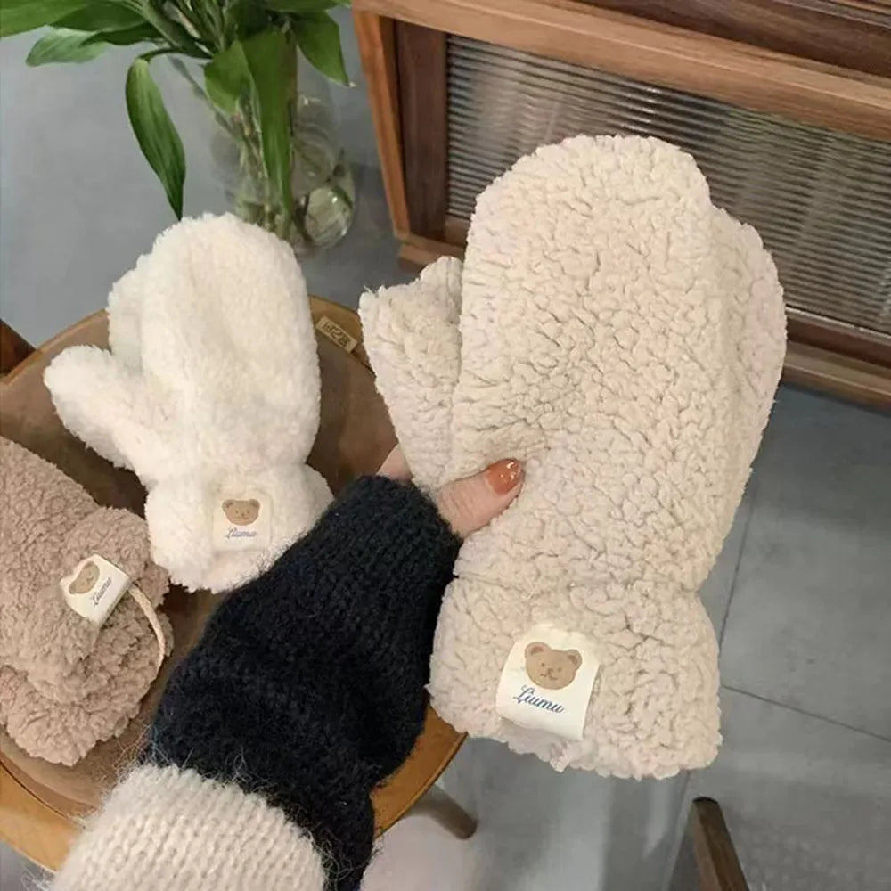 Cute Plush Thickened Winter Gloves