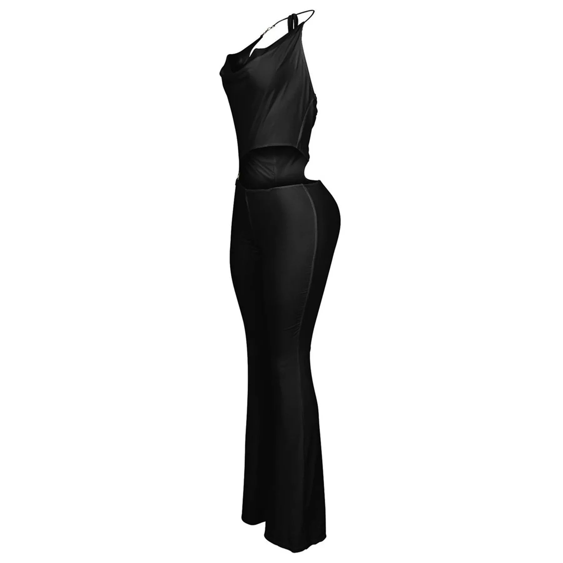 Sleeveless Pile Collar Halter Hollow Out Jumpsuits