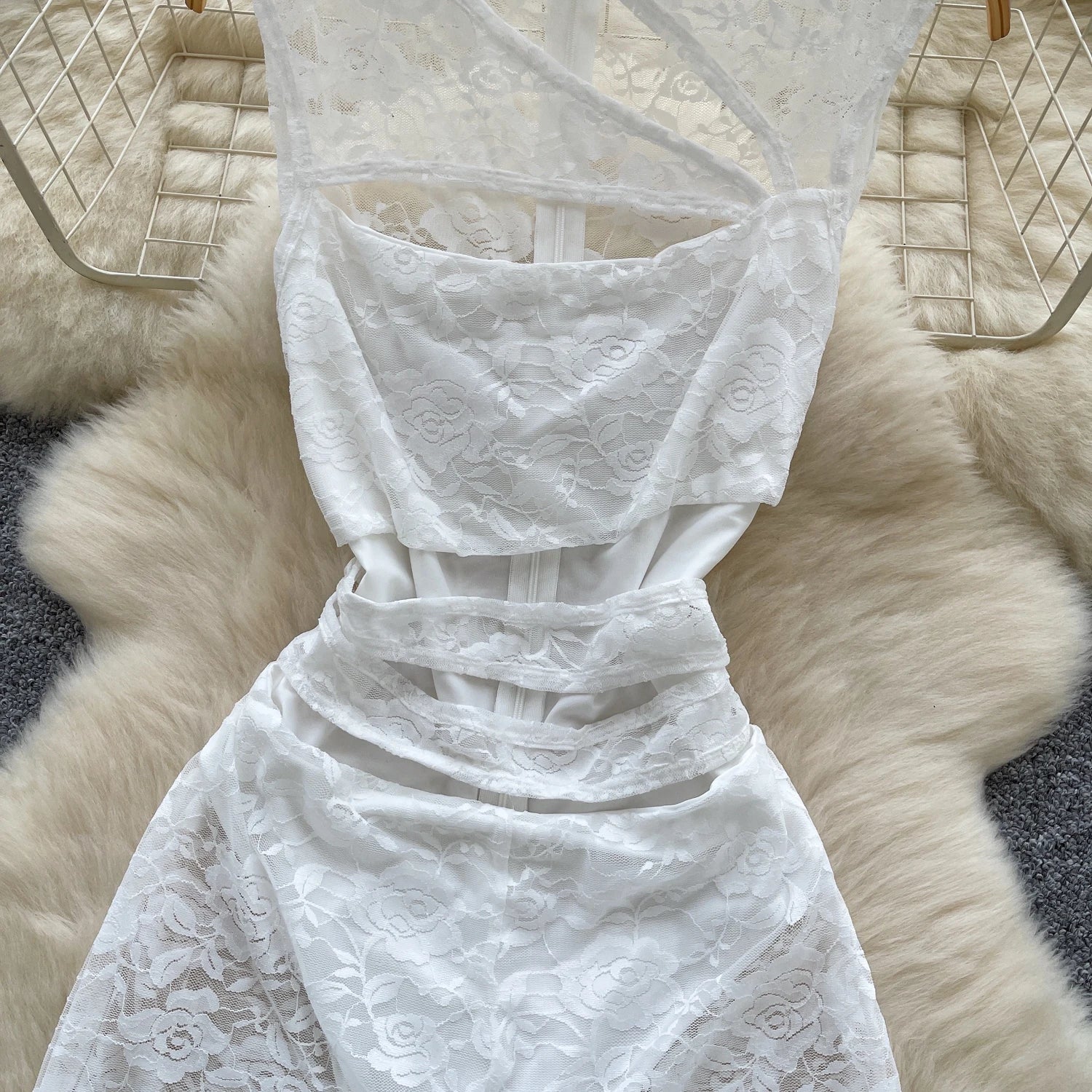 Sleeveless Sheer Hollow Out Bodycon Rompers Lace Playsuits