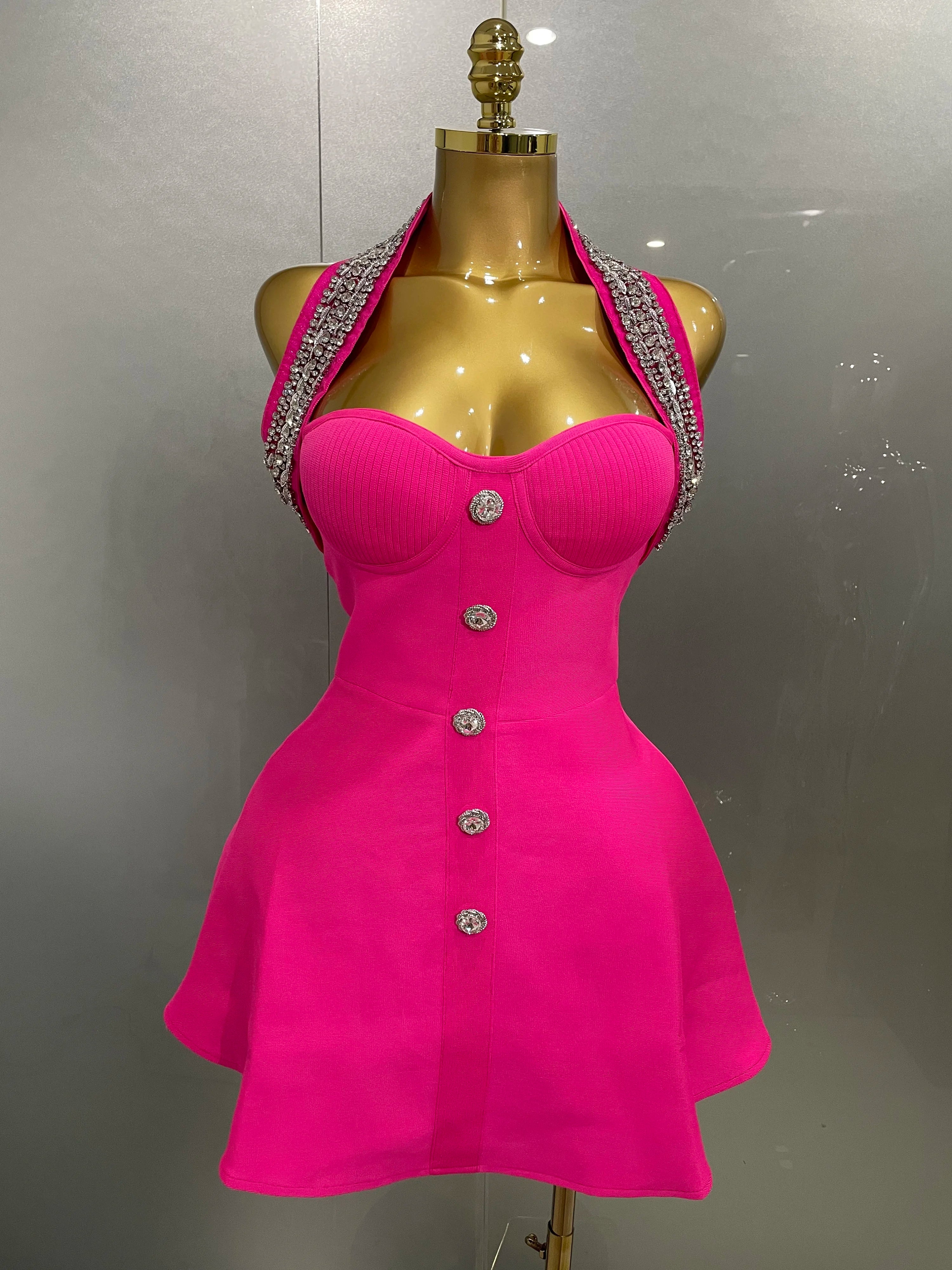 Off the Shoulder Shinning Crystal Bodycon Bandage Dress