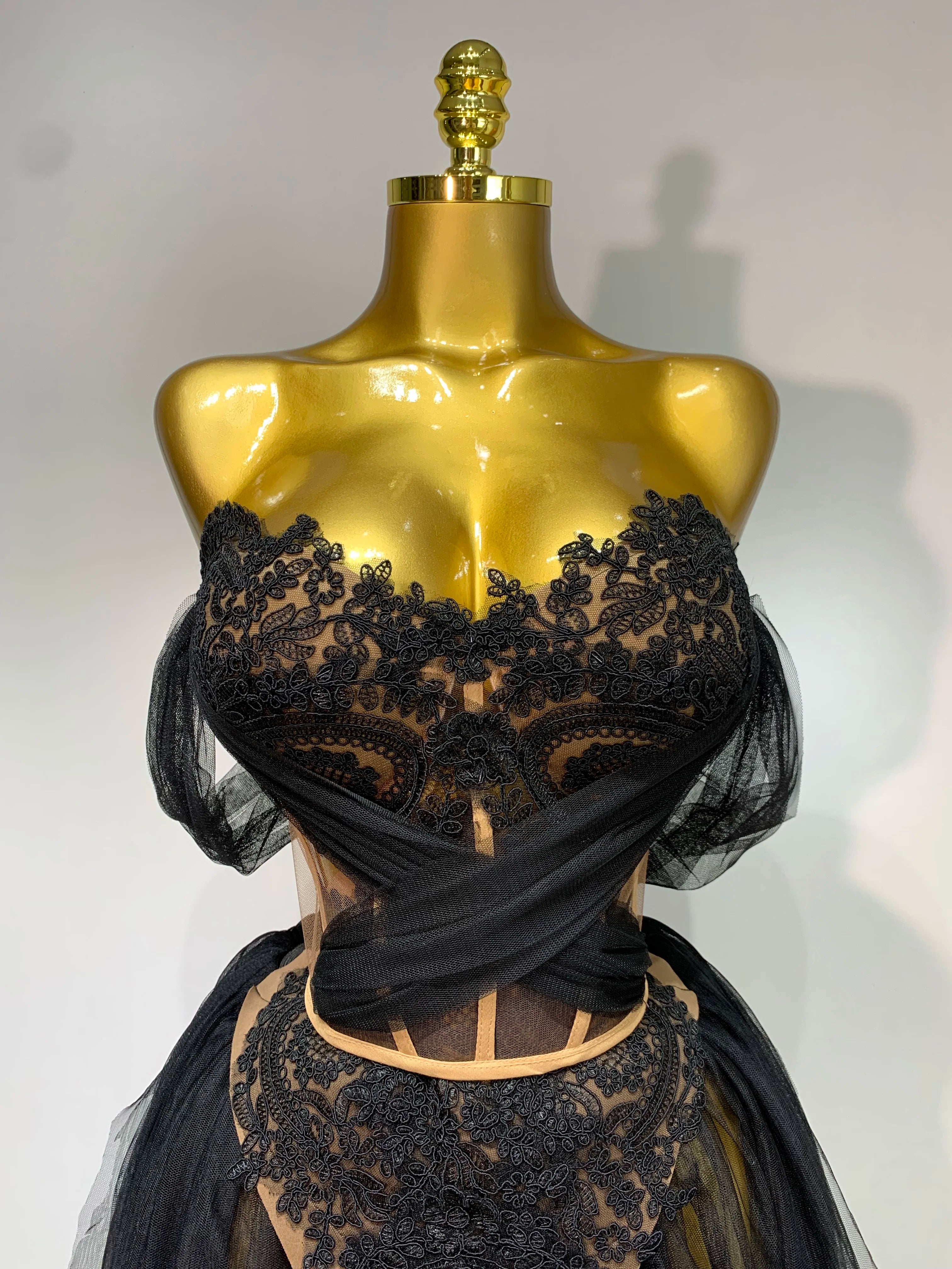 Backless Mesh Top Skirt Two Pieces Set Luxury Dress