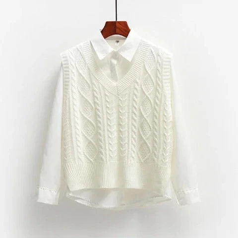Sleeveless Knitted V Neck Pullovers Jumper Top