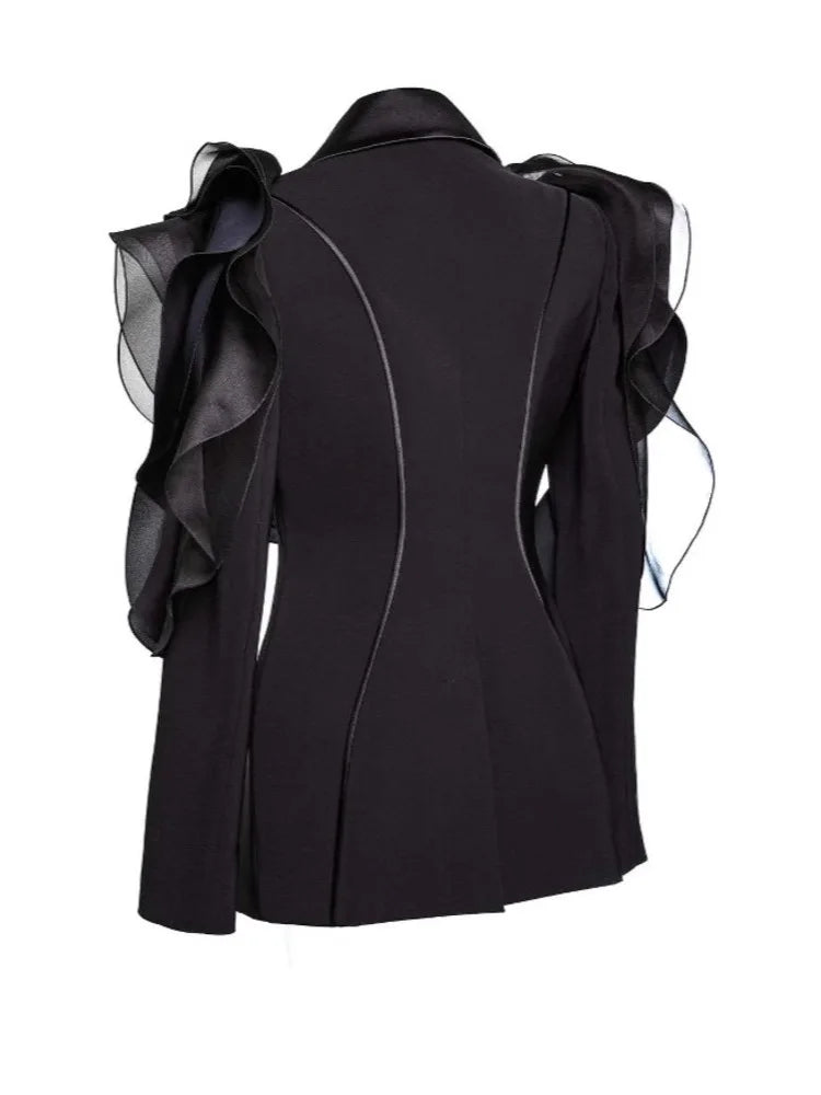 Patchwork Ruffles Long Sleeve Jacket