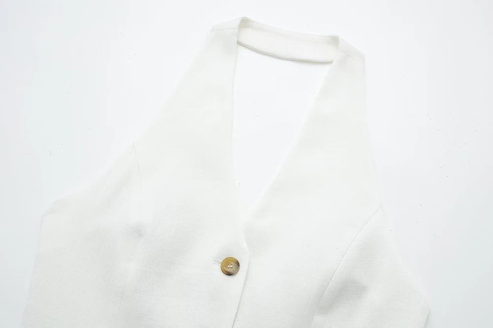 Single Breasted Vest + High Waisted Casual Trousers Set