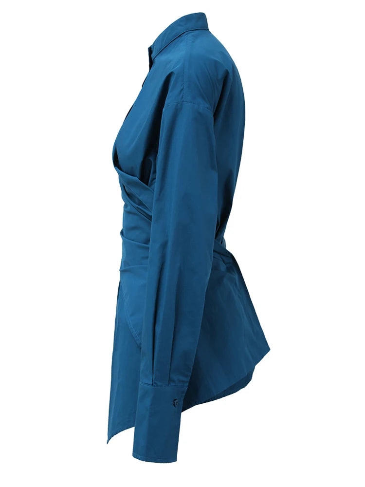 Irregular Cross Button Big Size Women Blouse
