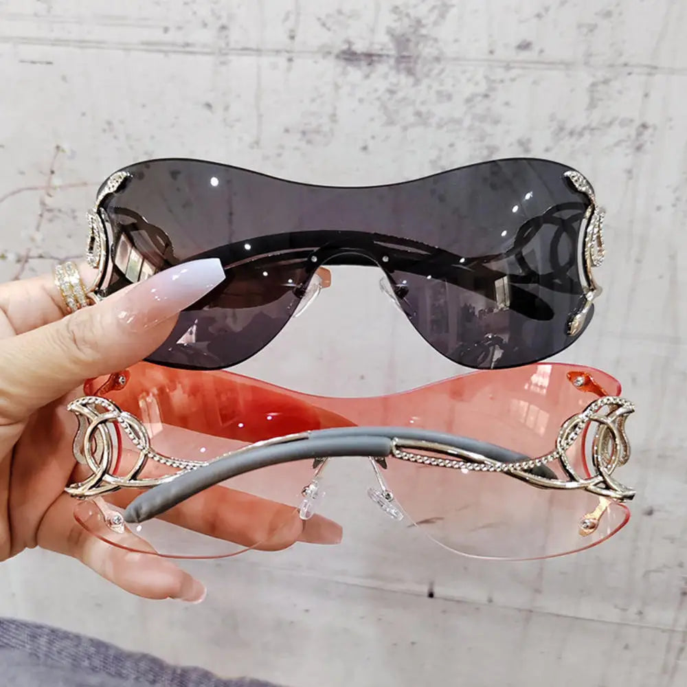 Y2k Rimless Stylish Gradient Trendy Metal Frame Sunglasses