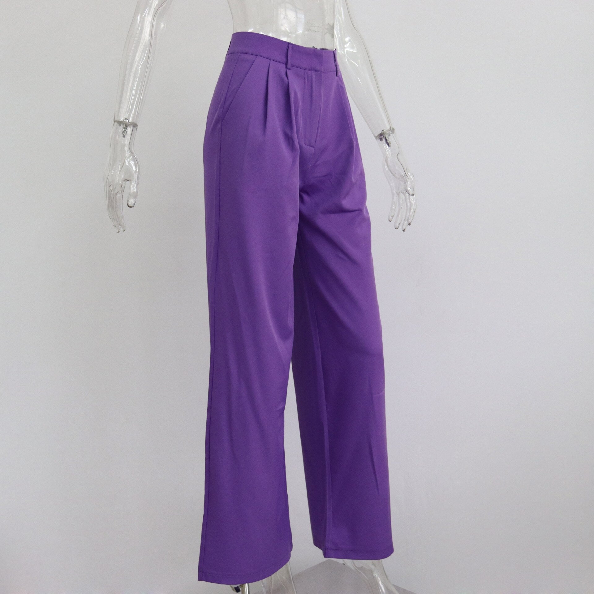 Casual High-waisted Straight Trousers