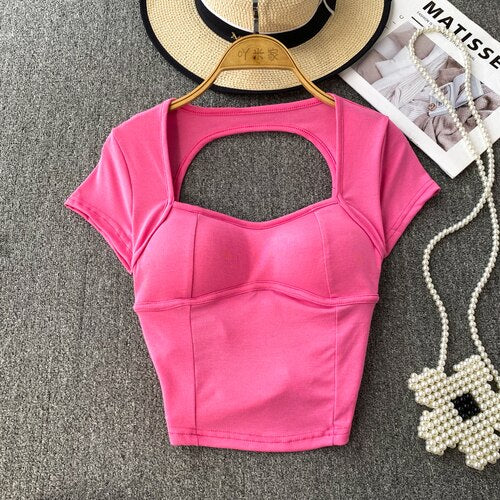 Chic T Shirt Hollow Out Casual Tops