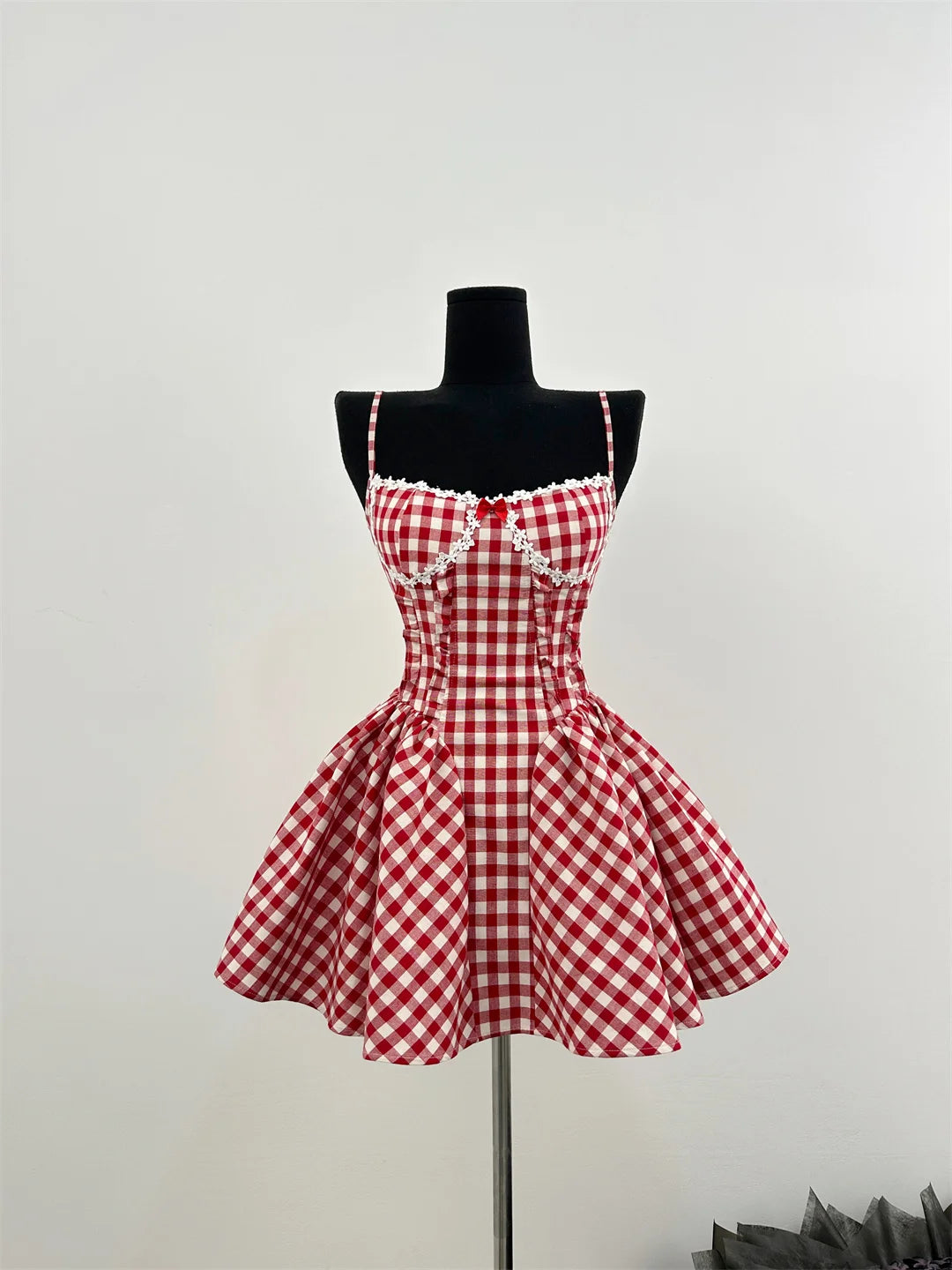 French Ballet Core Mini Plaid Dress Coquette 2000s Party Fairy Outfit