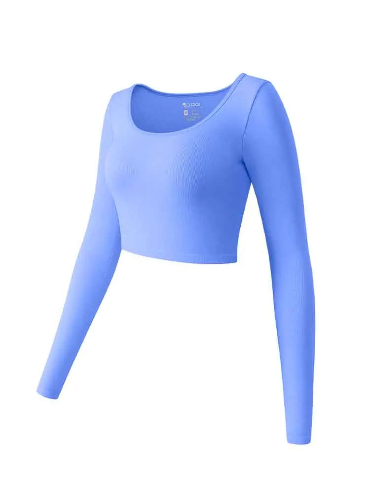 Long Sleeved Round Neck Seamless Tops T-shirt