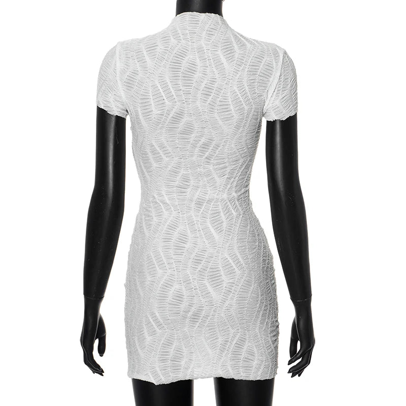 See Through Elegant Chic Y2K Shorts Sleeve Mini  Bodycon Dress