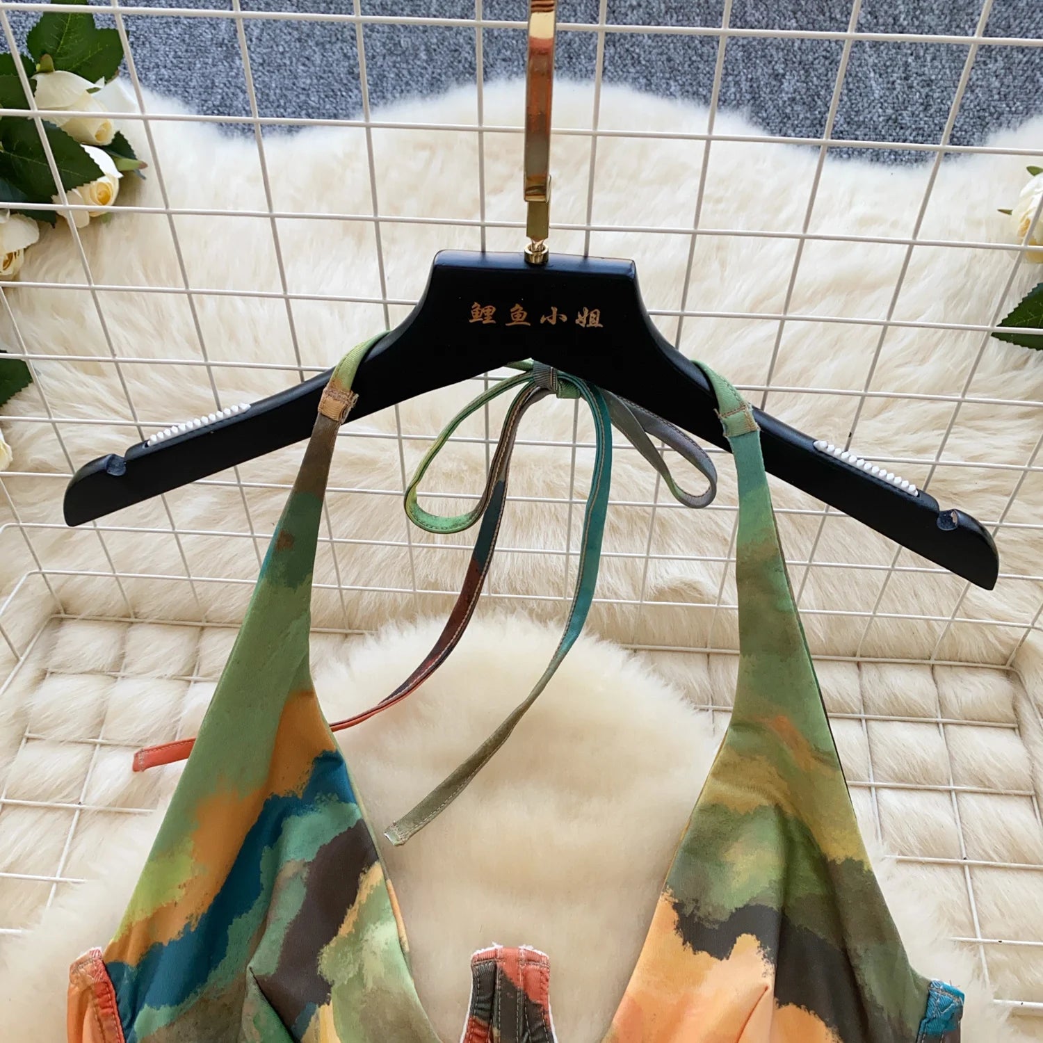 Irregular Sleeveless V Neck Slim Halter Split Bodycon Dress