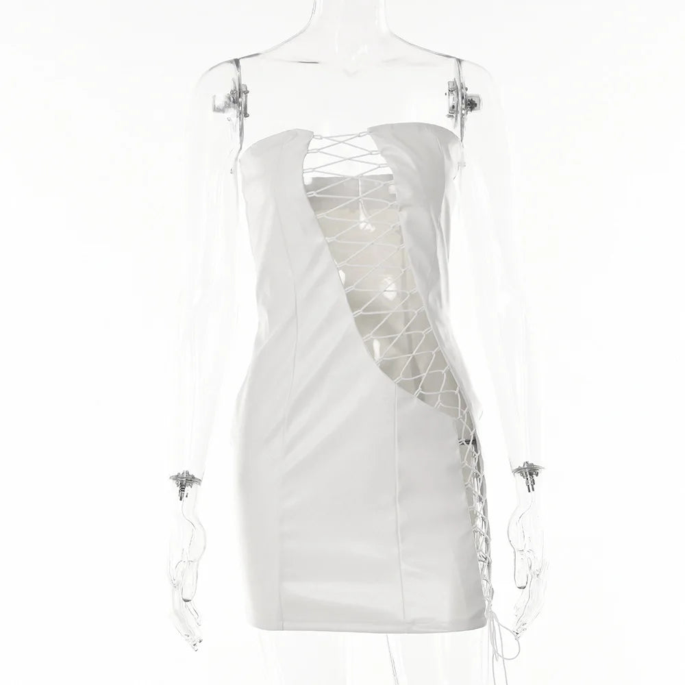 Slimming Strap Leather Dress
