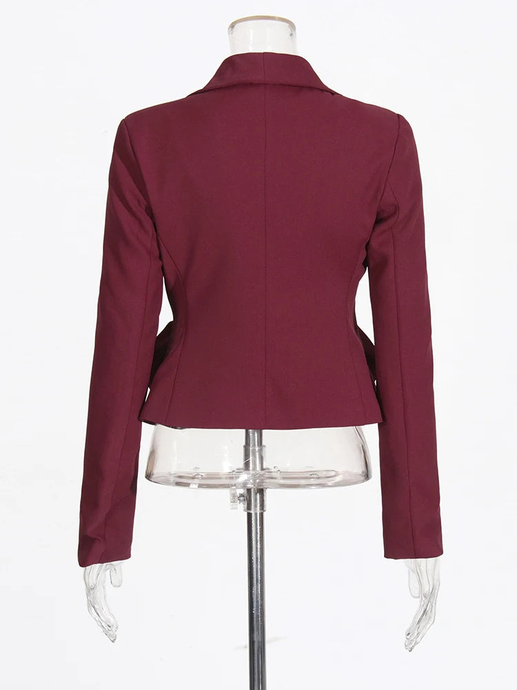 Two Piece Set Lapel Long Sleeve Spliced Appliques Coats High Waist A Line Skirt Set