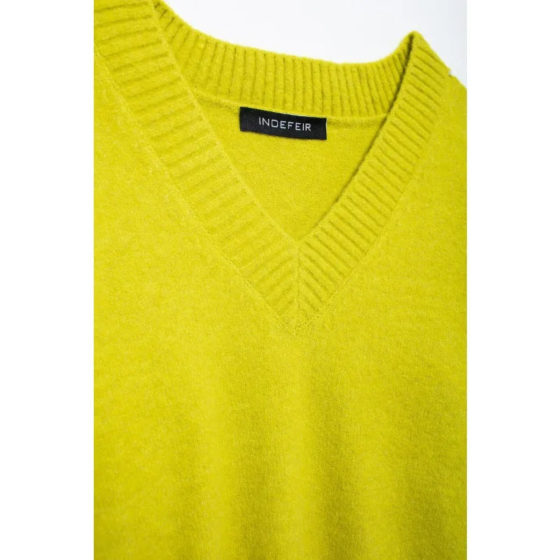 Cozy V-Neck Knit Solid Pullovers Long Sleeve Sweater