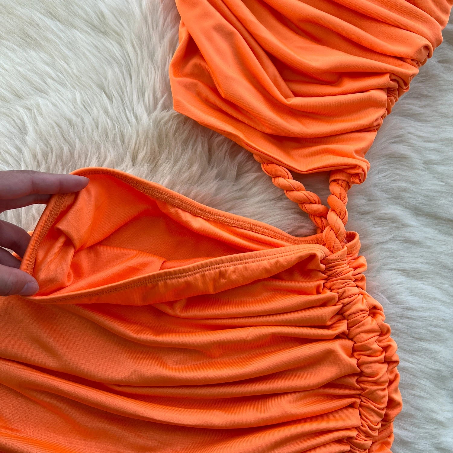Hollow Out Split Ruched Solid Maxi Sundress