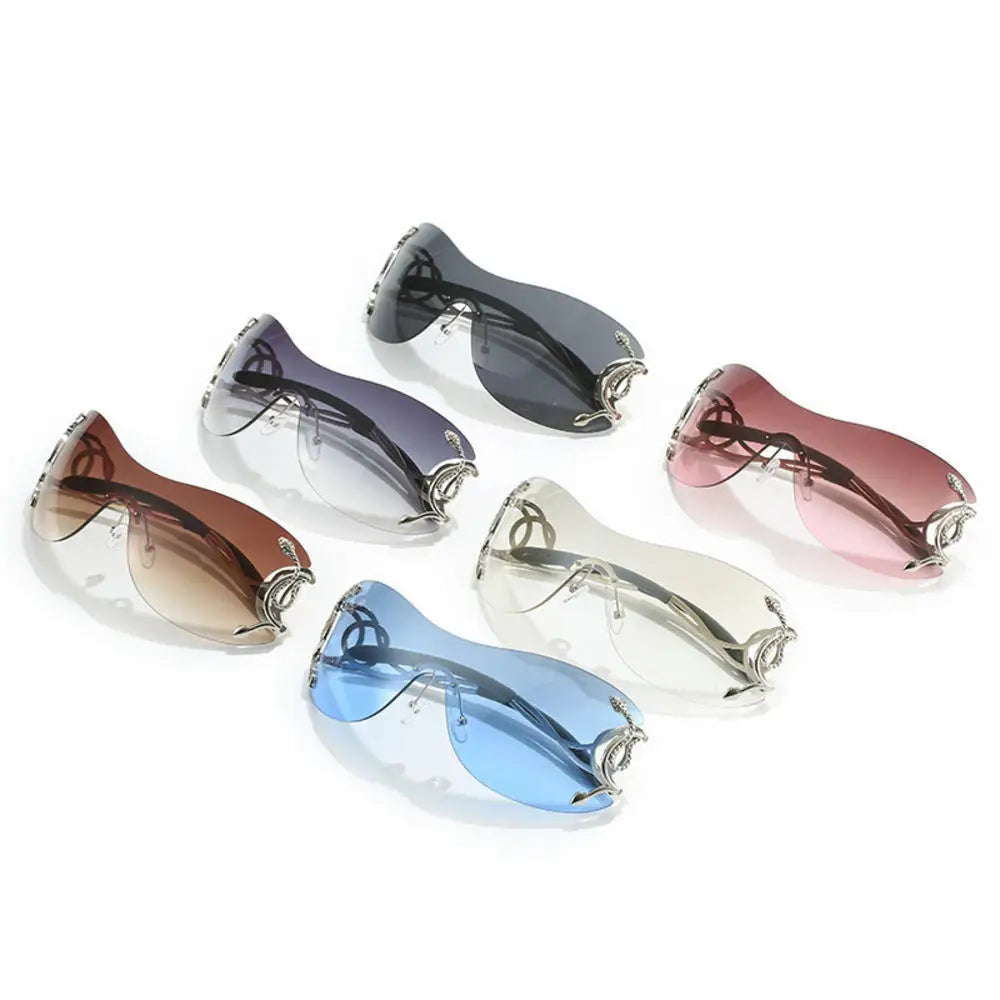 Y2k Rimless Stylish Gradient Trendy Metal Frame Sunglasses