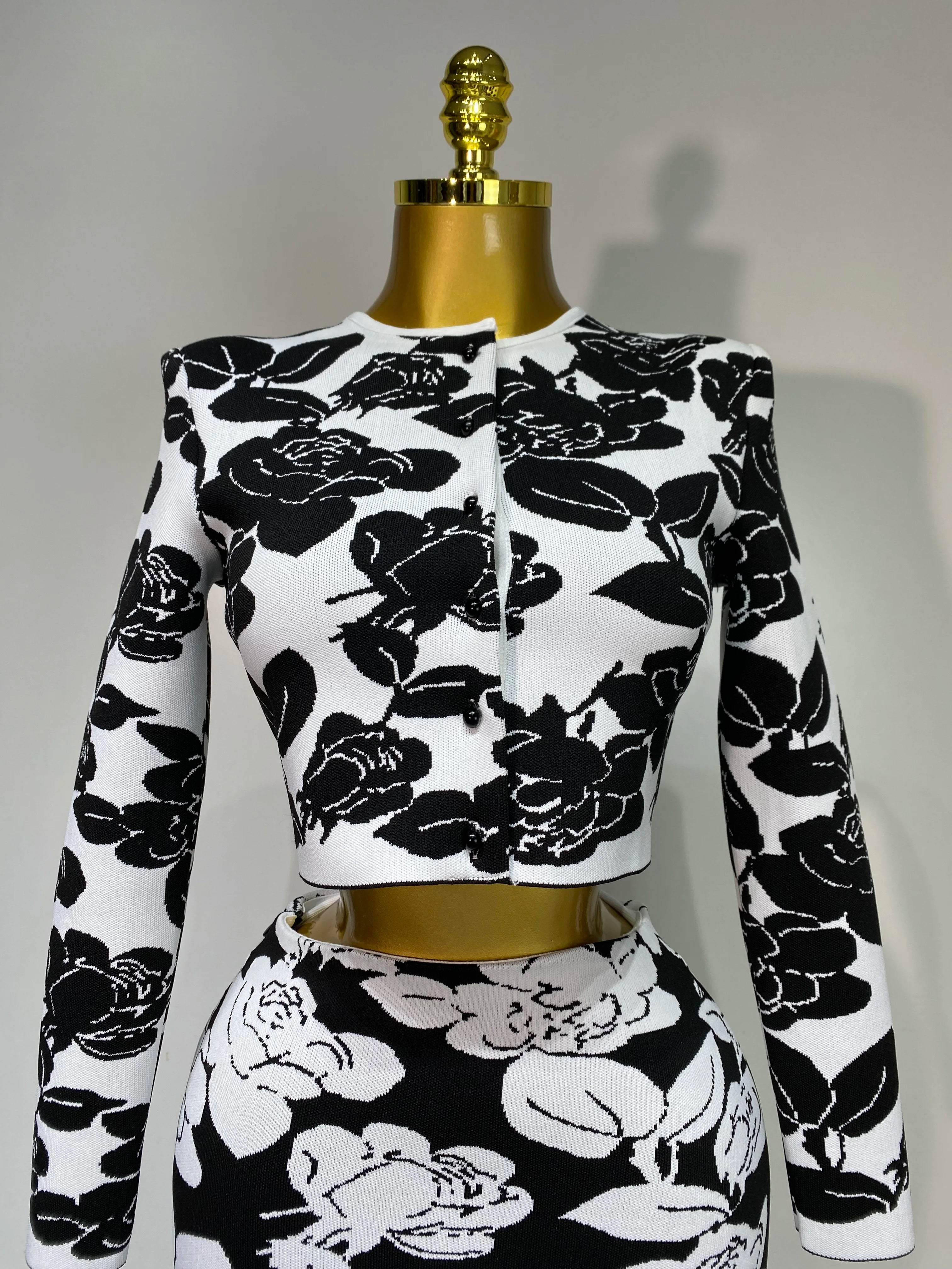 Long Sleeve Jacquard Weave Two Pieces Set