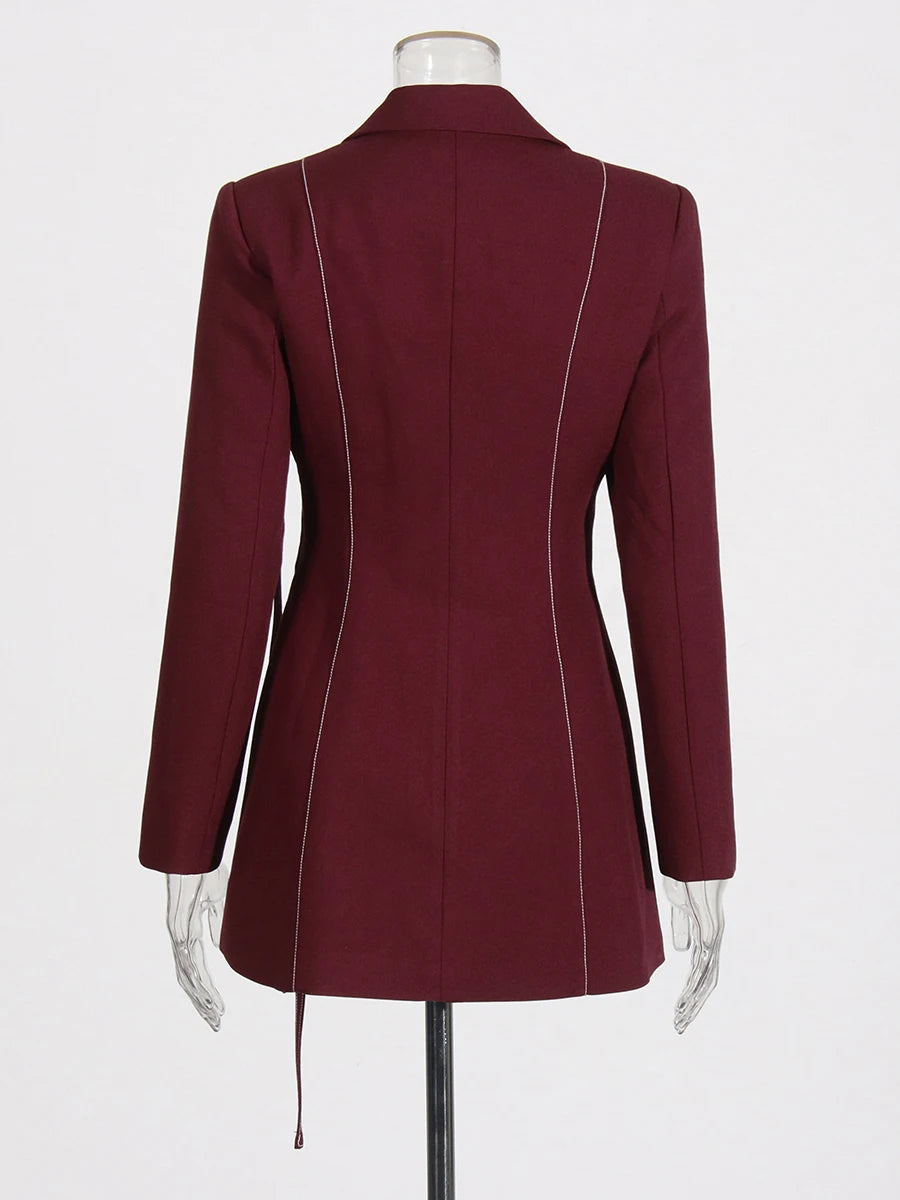 Two Piece Set Notched Collar Long Sleeve Top High Waist Straight Pant Temperament Sets