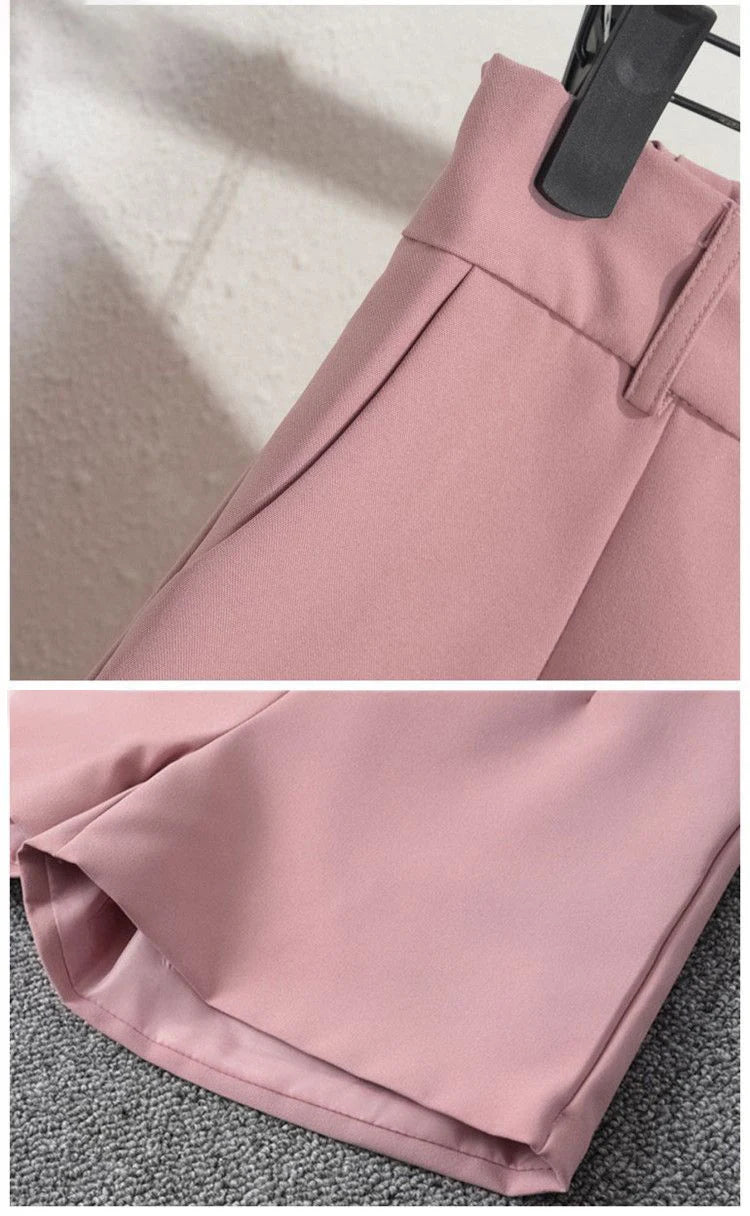 Solid Casual Elegant Office Lady Short Elastic Waist Basic All-match Loose Shorts