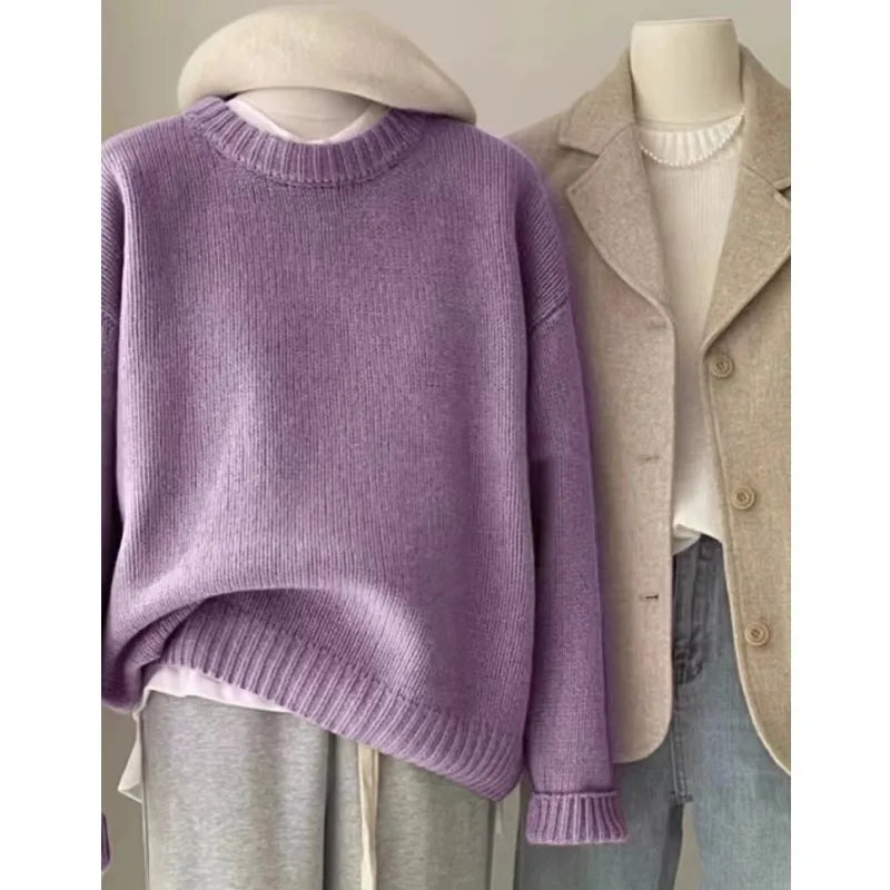 Soft waxy round neck 100 pure cashmere sweater