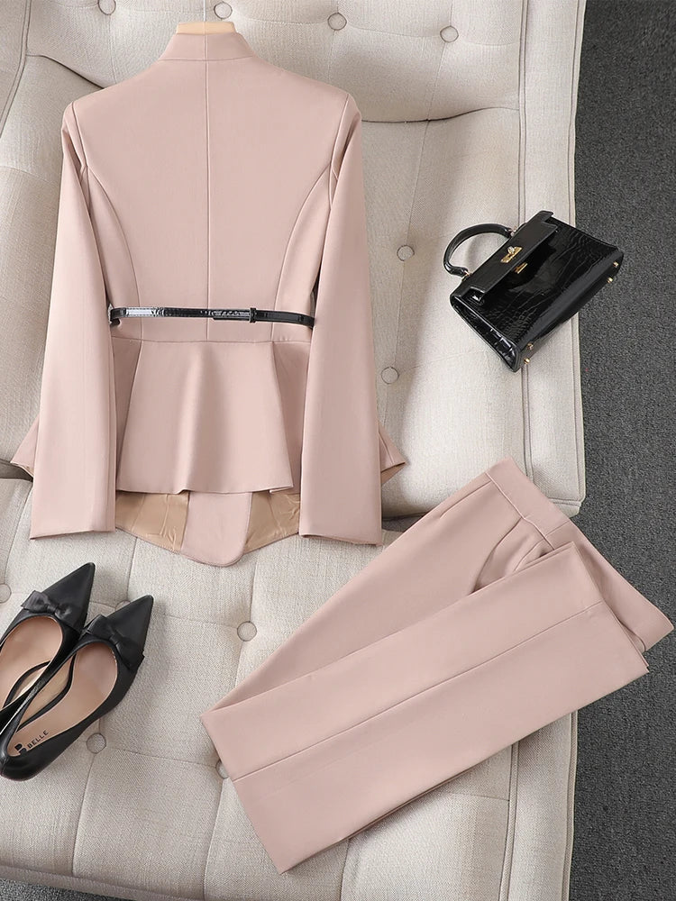 Elegant Office Pant Suits Formal Blazer Trousers 2 Piece Set