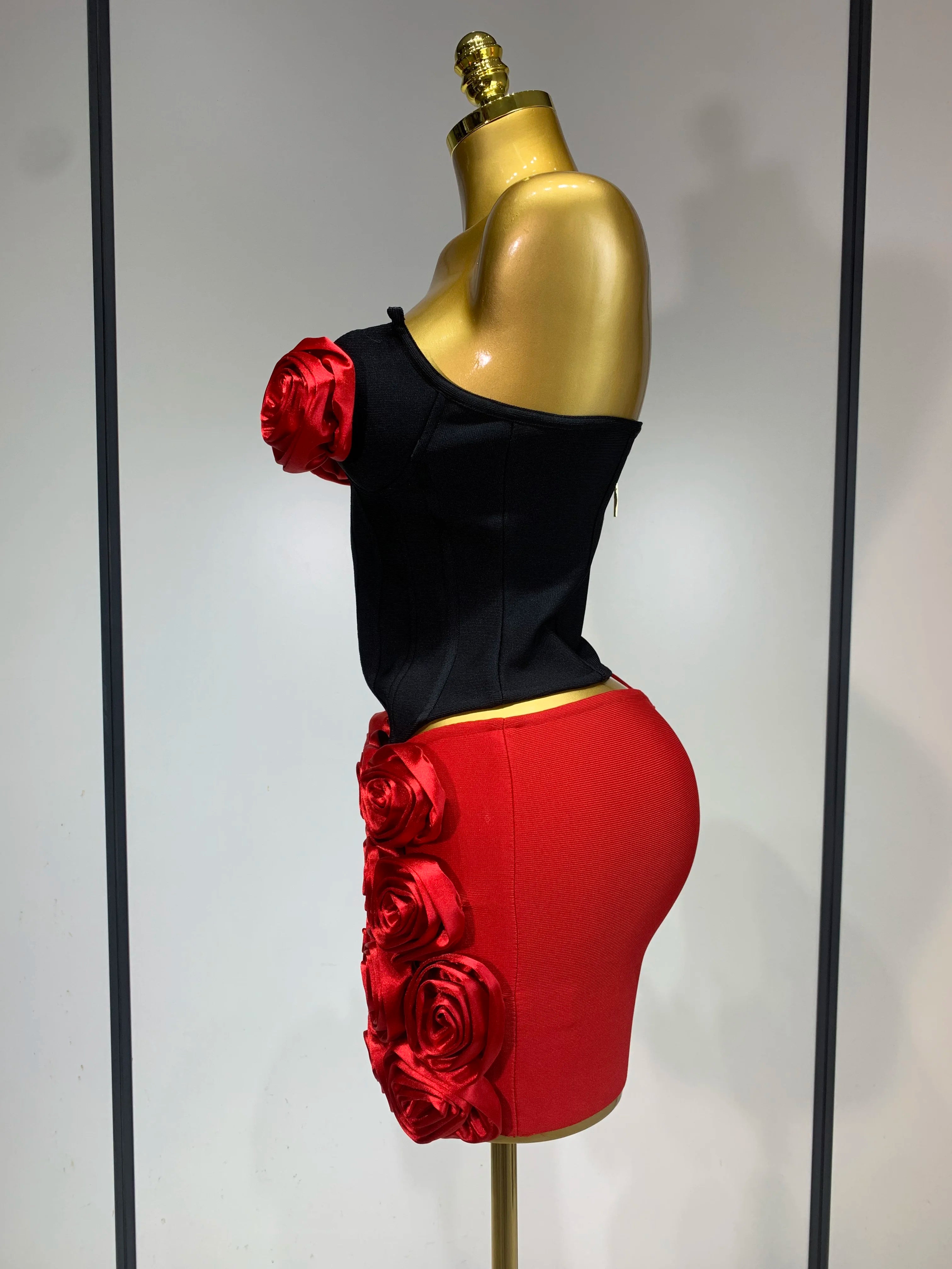 Strapless Bandage Top And Skirt Two Piece Set