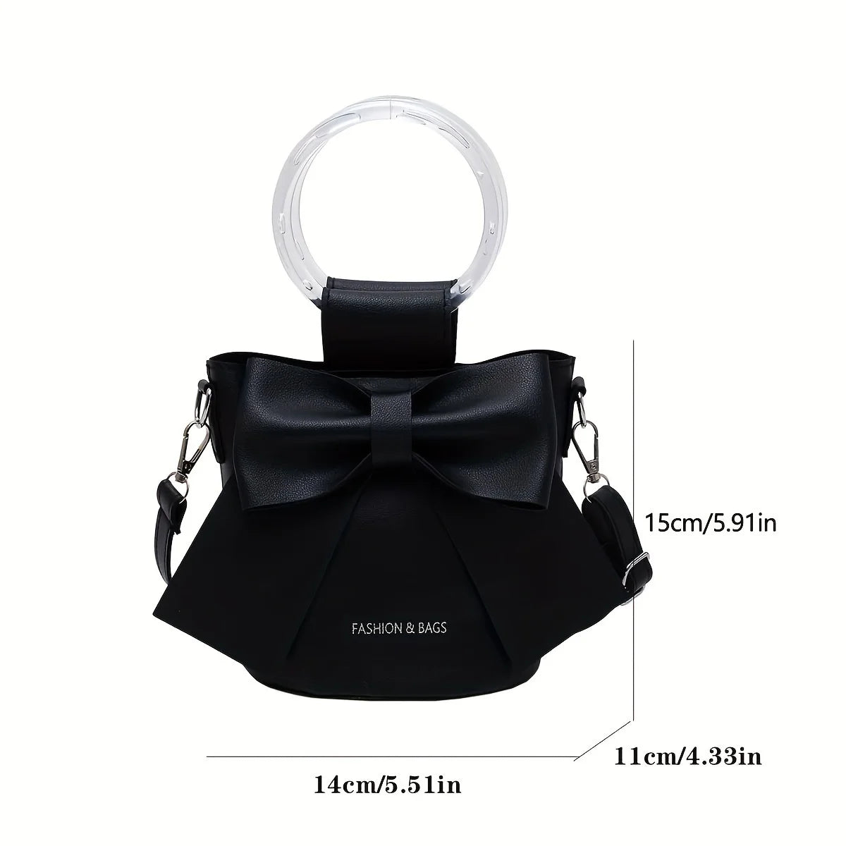 Stylish Bucket Bag with Detachable Strap With Elegant Bow Accent