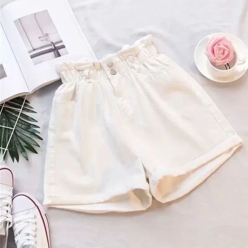 Elastic Waist Loose Casual Wide Leg Shorts for Women