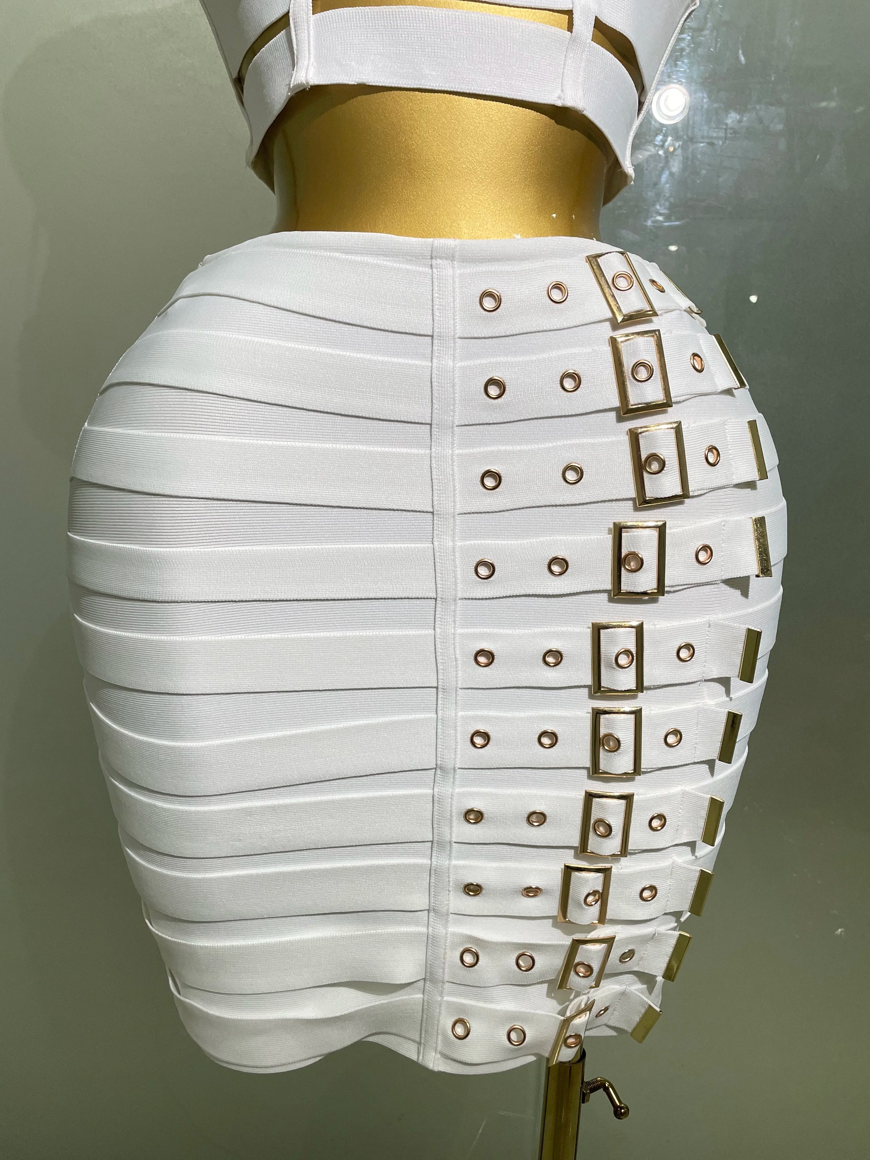 High Quality Bandage Tops Pencil Skirts Two Piece Set
