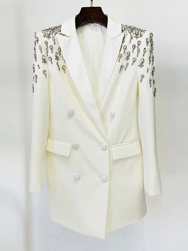 Diamond Shoulder Split Long Style Suit Jackets