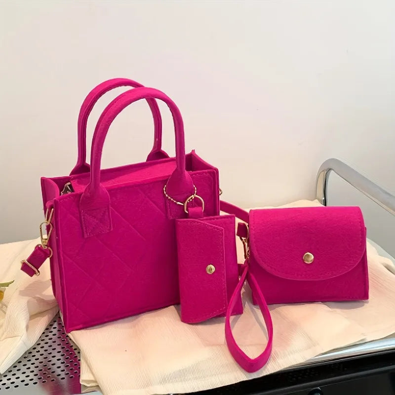 3pcs/set Embossed Stylish Crossbody Clutch and Wallet Shoulder Bag