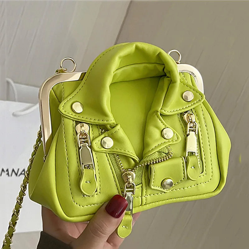 Leather Rivet Clip Crossbody Bag and Purses Clothes Shape